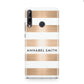 Personalised Gold Striped Name Initials Huawei P40 Lite E Phone Case