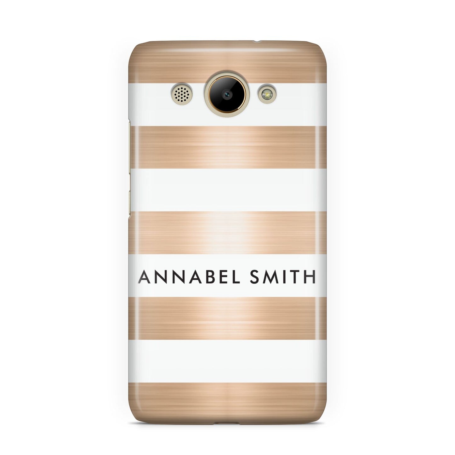 Personalised Gold Striped Name Initials Huawei Y3 2017