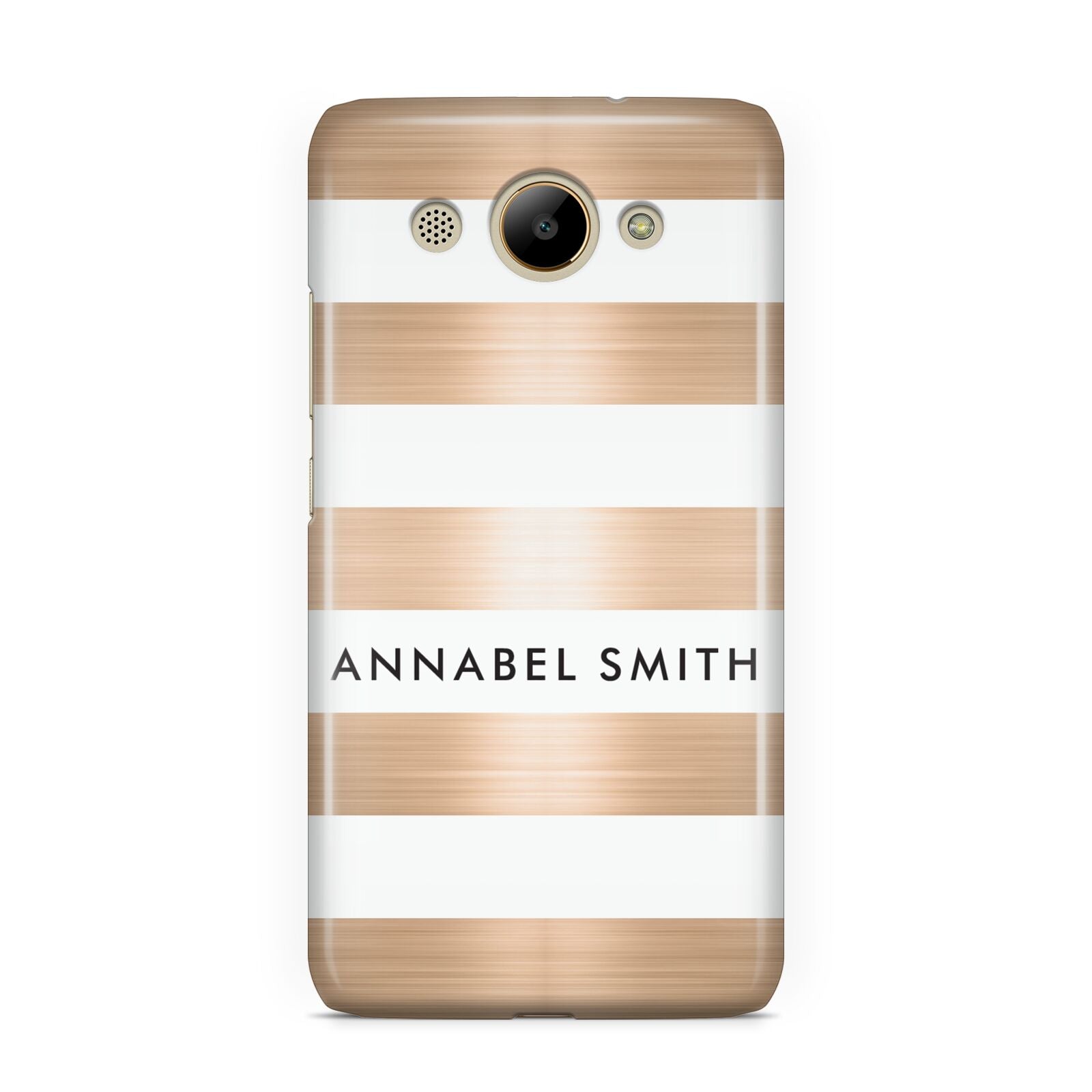 Personalised Gold Striped Name Initials Huawei Y3 2017