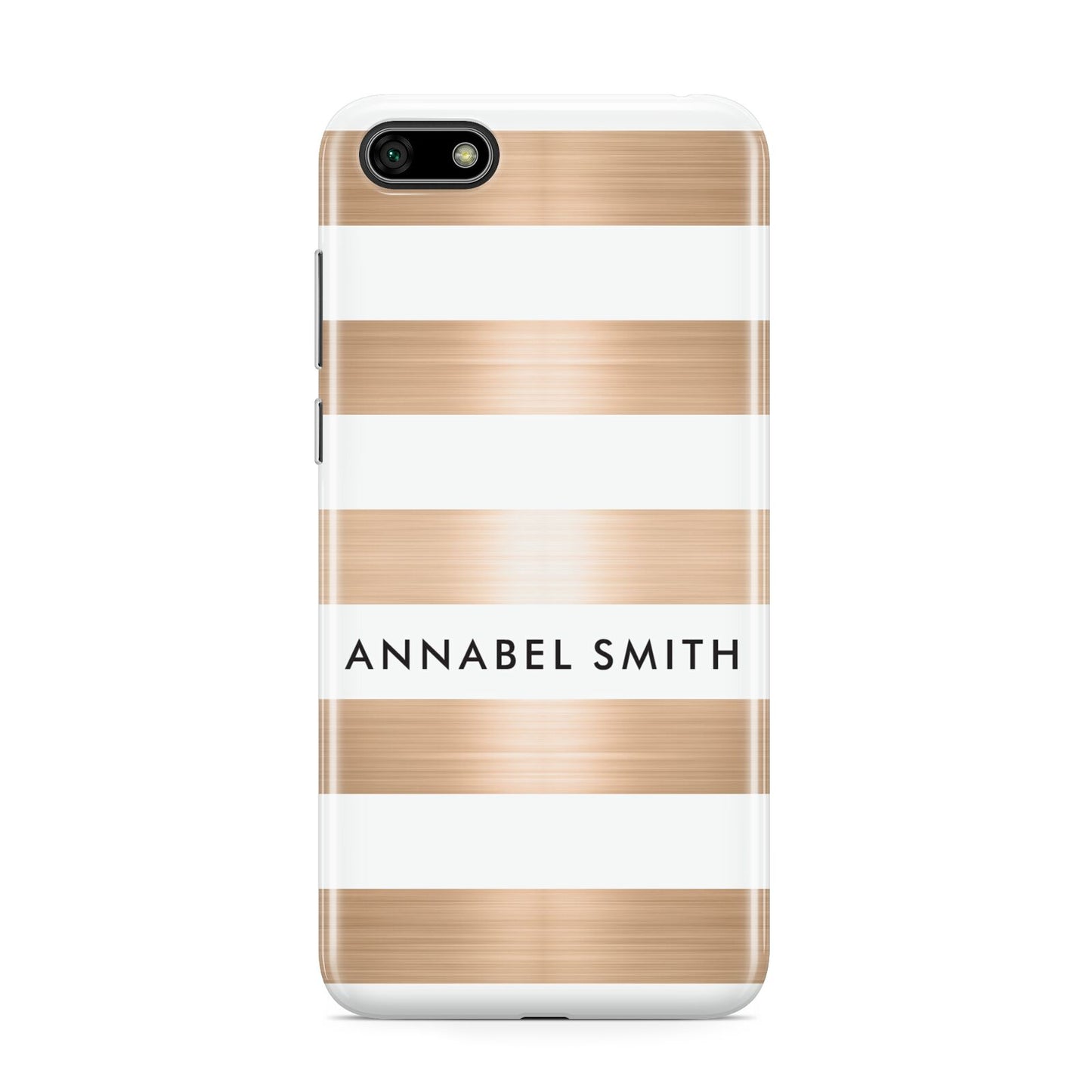Personalised Gold Striped Name Initials Huawei Y5 Prime 2018 Phone Case