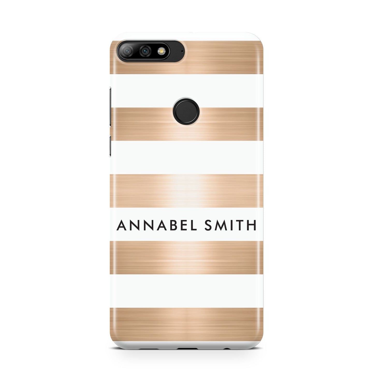 Personalised Gold Striped Name Initials Huawei Y7 2018