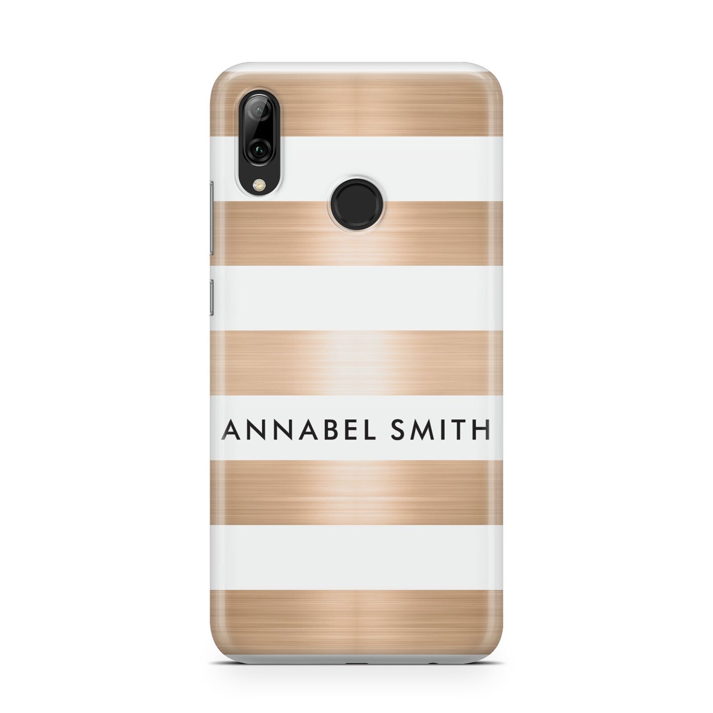 Personalised Gold Striped Name Initials Huawei Y7 2019