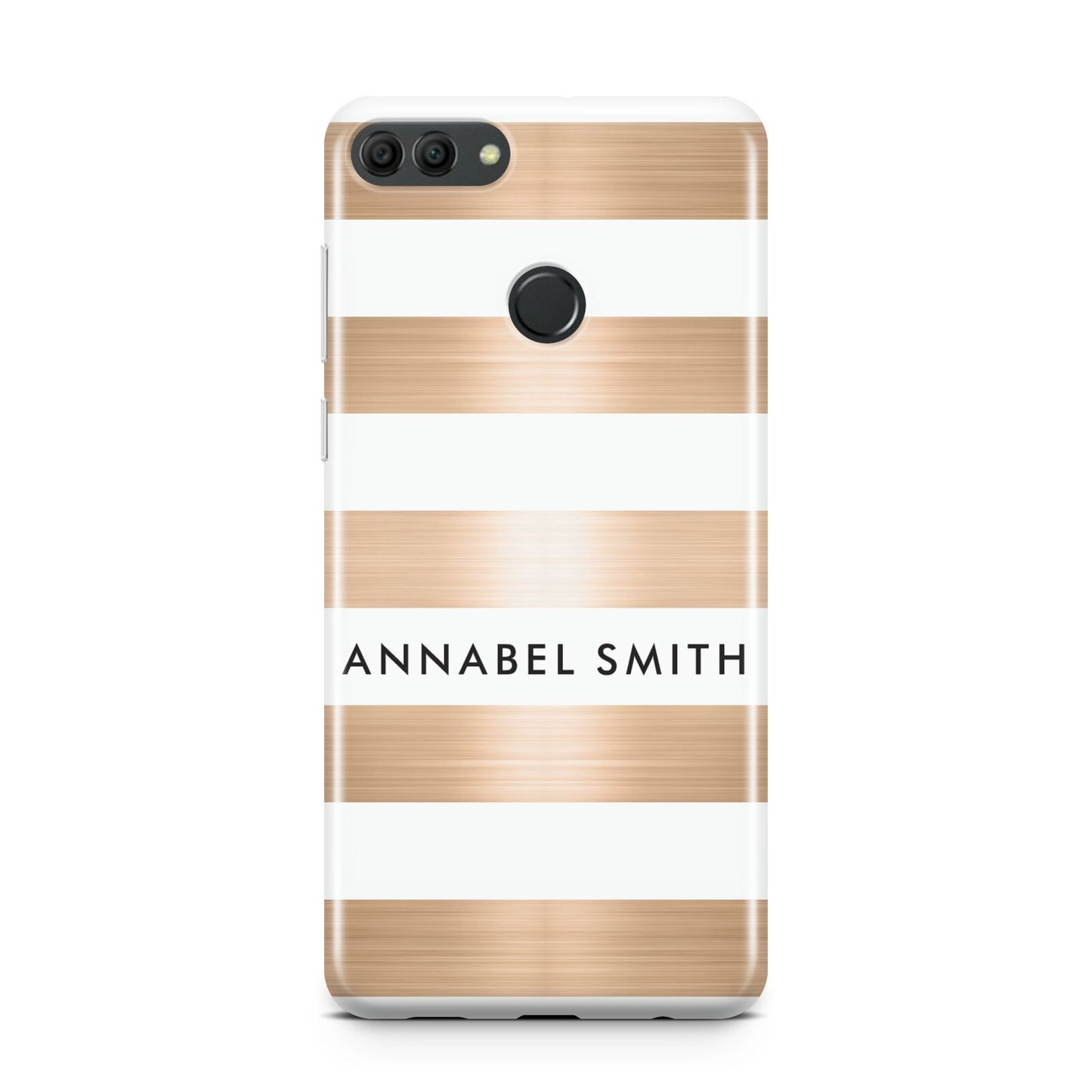 Personalised Gold Striped Name Initials Huawei Y9 2018
