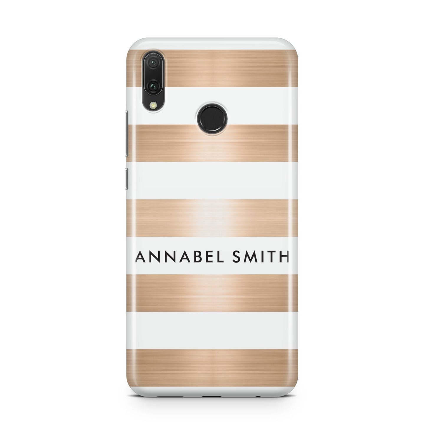 Personalised Gold Striped Name Initials Huawei Y9 2019