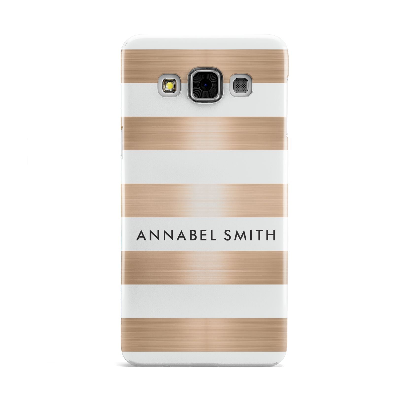 Personalised Gold Striped Name Initials Samsung Galaxy A3 Case