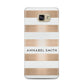 Personalised Gold Striped Name Initials Samsung Galaxy A5 2016 Case on gold phone