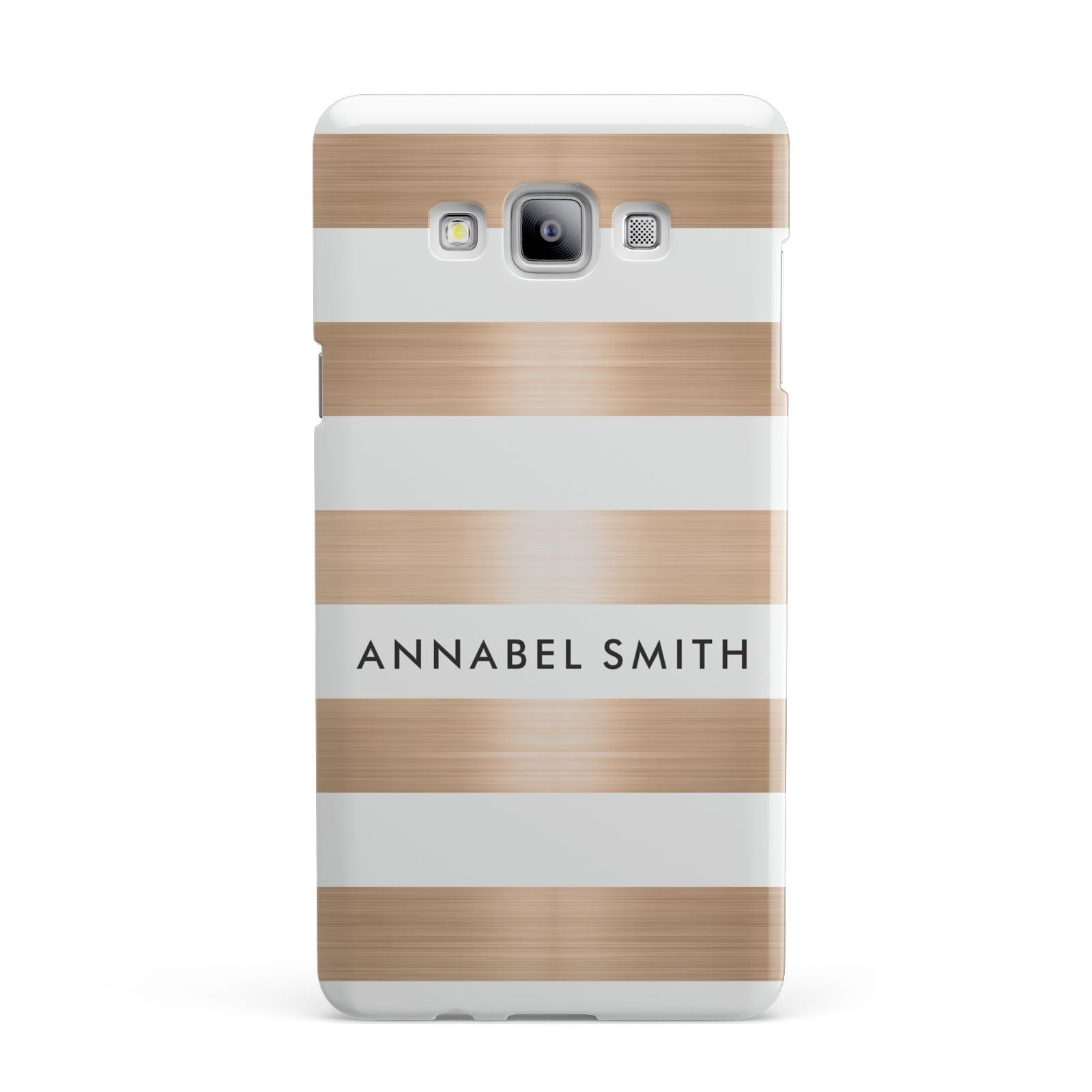 Personalised Gold Striped Name Initials Samsung Galaxy A7 2015 Case