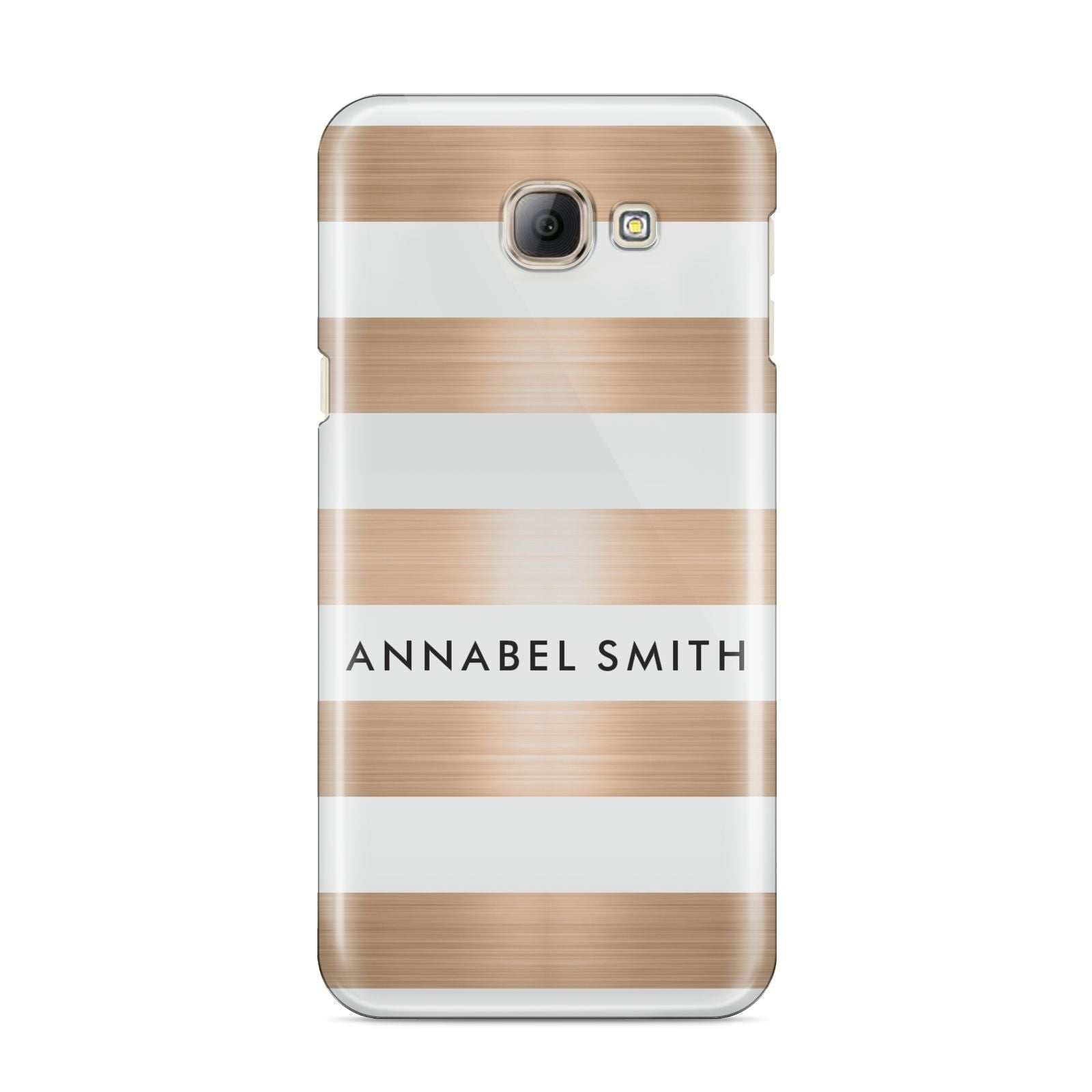 Personalised Gold Striped Name Initials Samsung Galaxy A8 2016 Case
