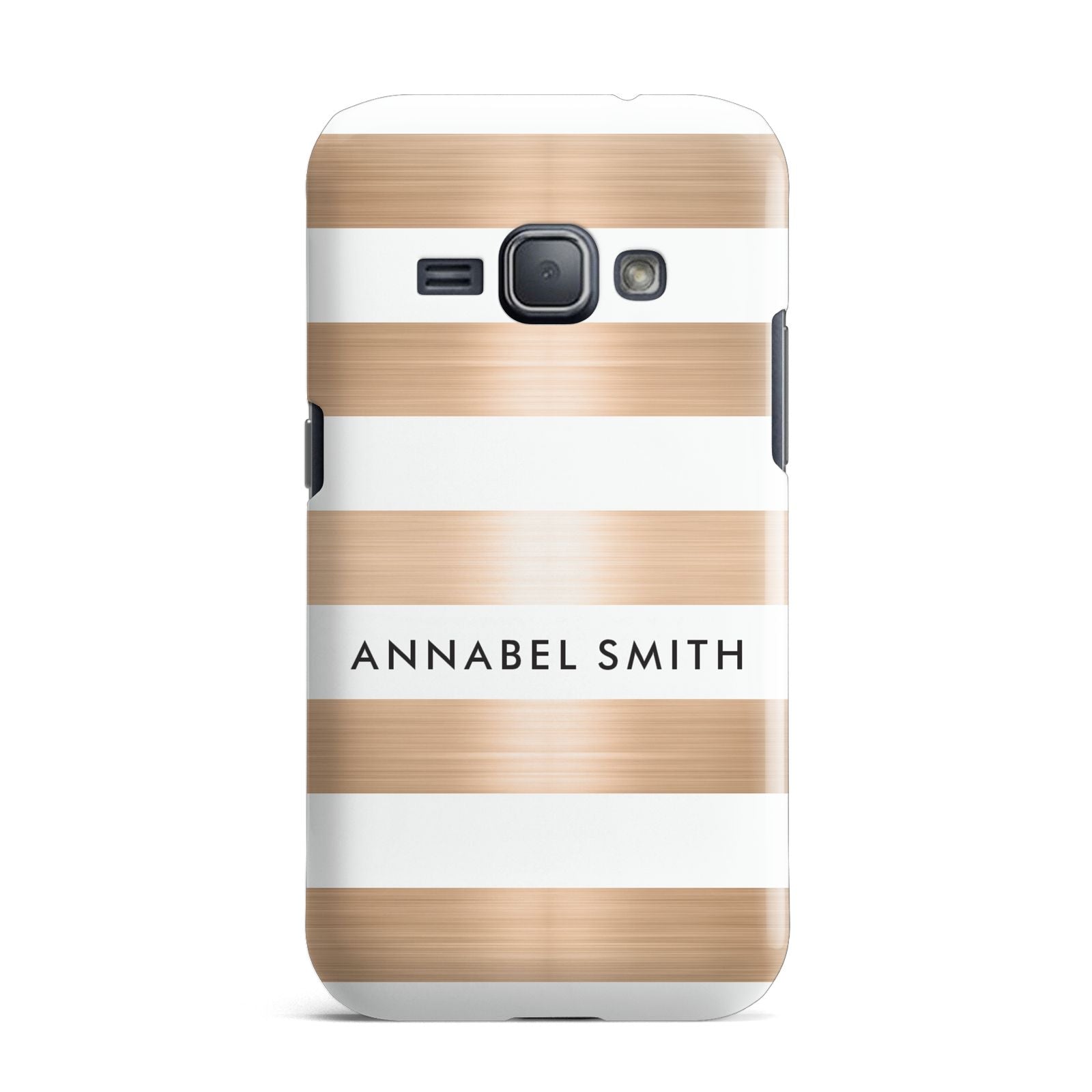 Personalised Gold Striped Name Initials Samsung Galaxy J1 2016 Case
