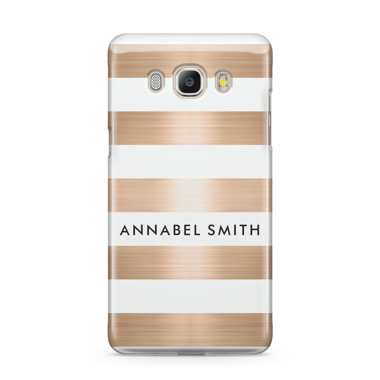 Personalised Gold Striped Name Initials Samsung Galaxy J5 2016 Case