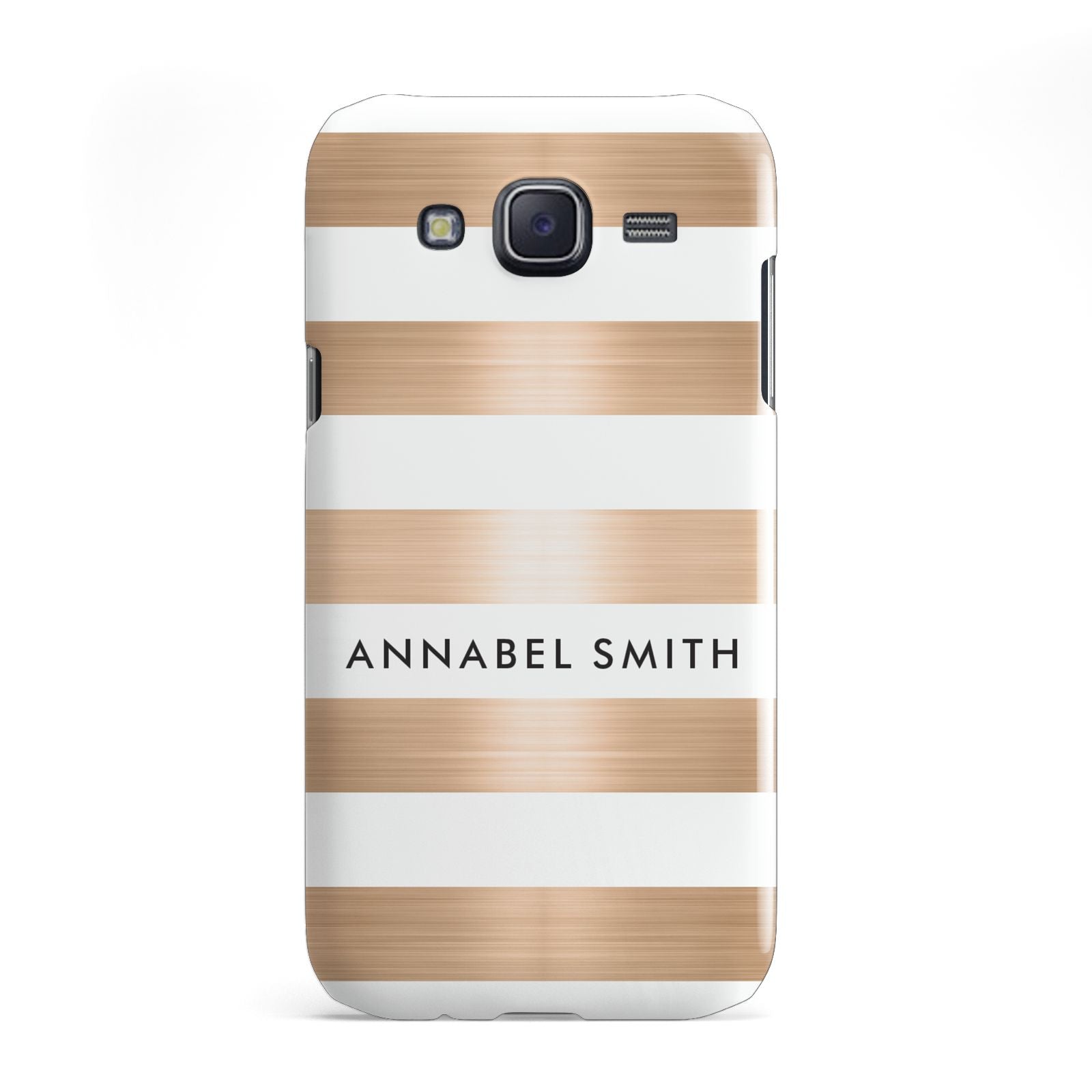 Personalised Gold Striped Name Initials Samsung Galaxy J5 Case