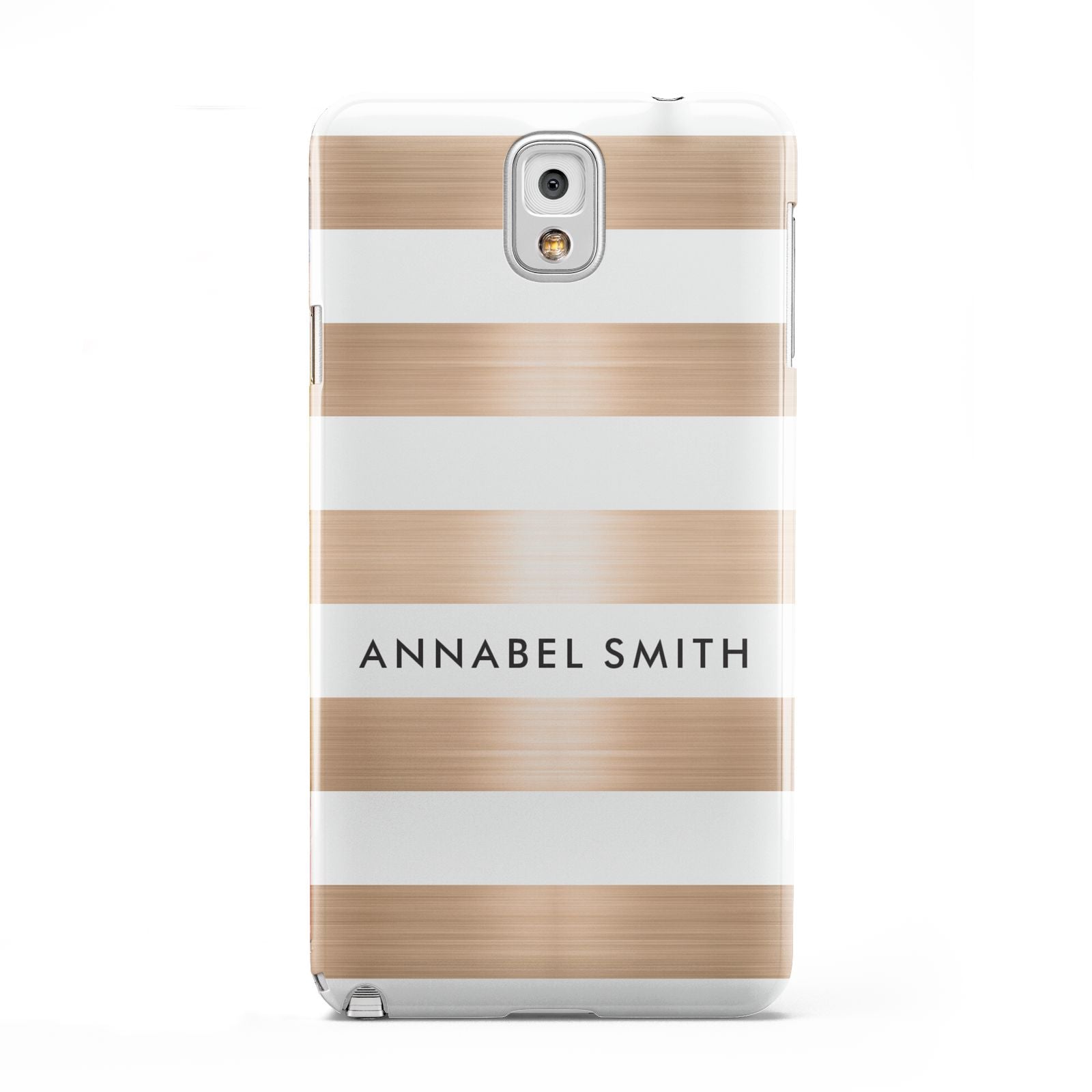 Personalised Gold Striped Name Initials Samsung Galaxy Note 3 Case