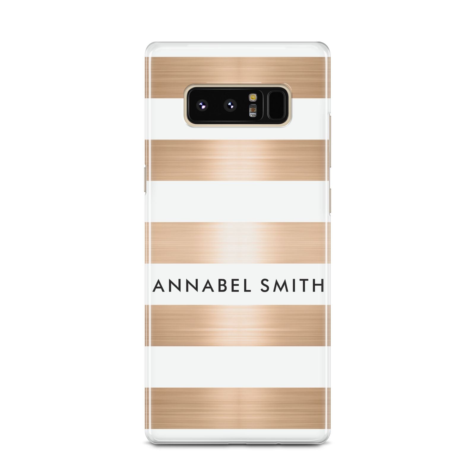 Personalised Gold Striped Name Initials Samsung Galaxy Note 8 Case