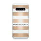 Personalised Gold Striped Name Initials Samsung Galaxy S10 Plus Case