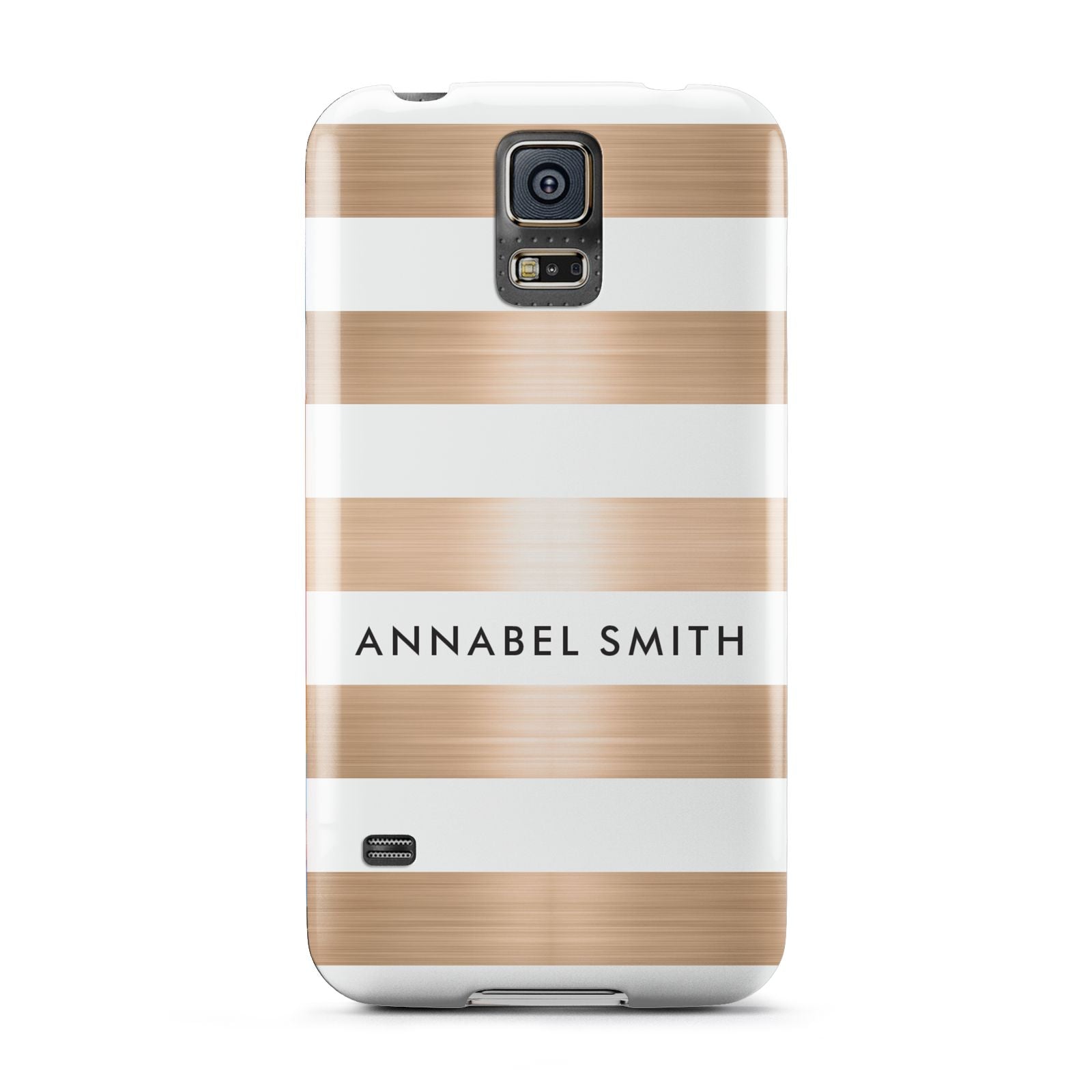 Personalised Gold Striped Name Initials Samsung Galaxy S5 Case