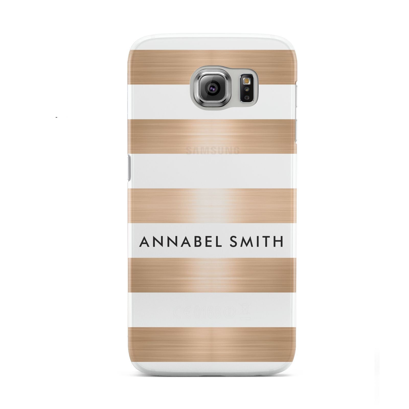 Personalised Gold Striped Name Initials Samsung Galaxy S6 Case