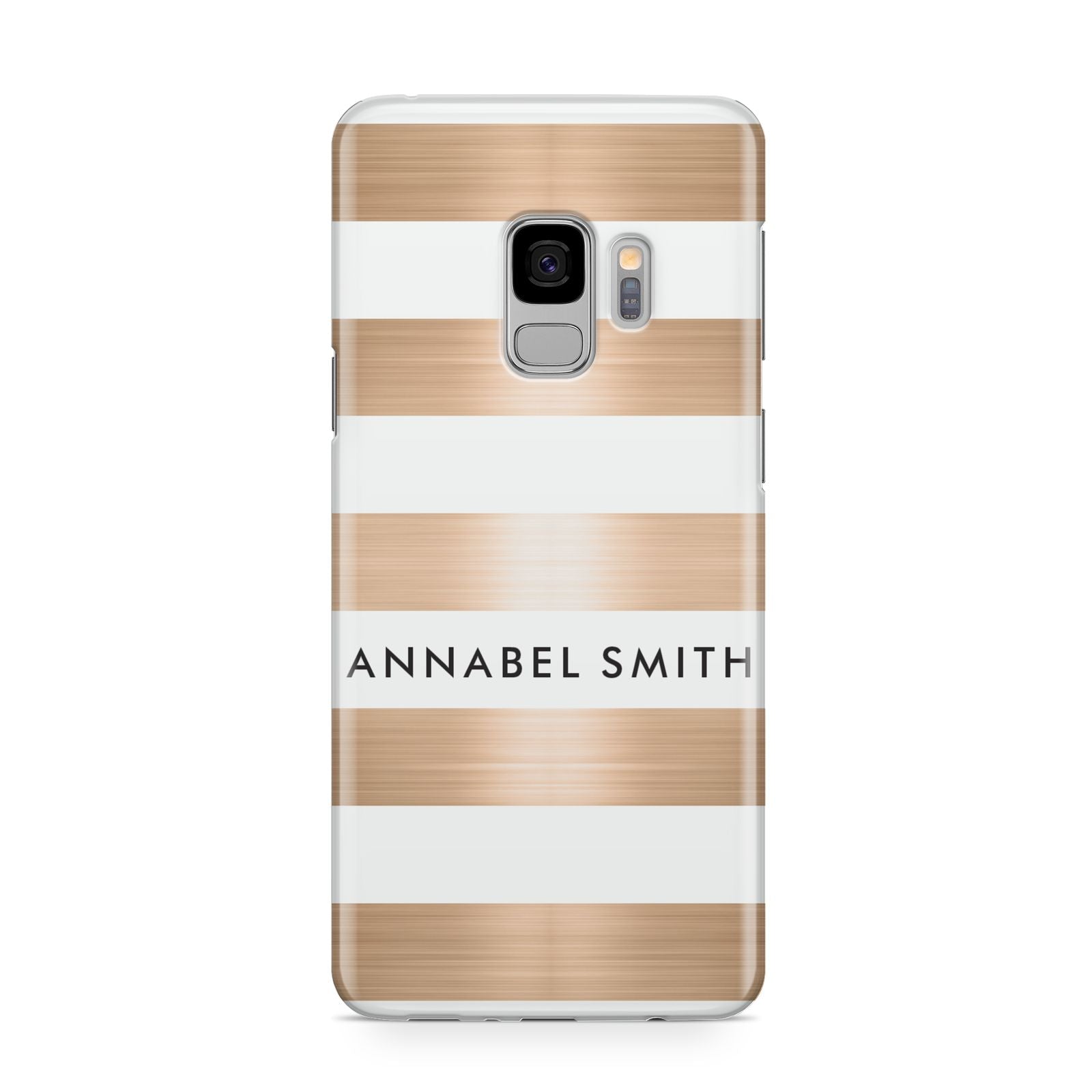 Personalised Gold Striped Name Initials Samsung Galaxy S9 Case
