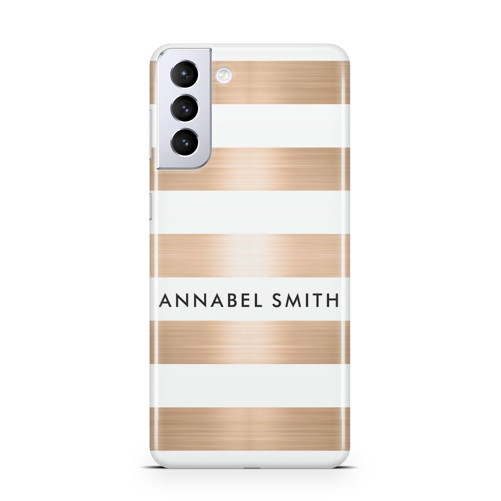Personalised Gold Striped Name Initials Samsung S21 Plus Phone Case
