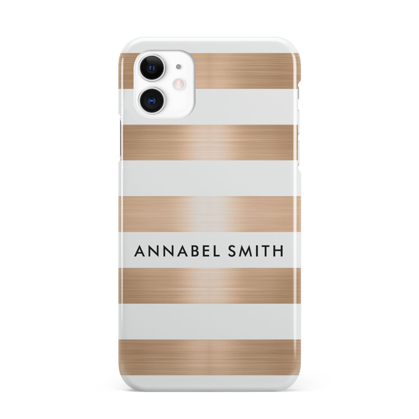 Personalised Gold Striped Name Initials iPhone 11 3D Snap Case
