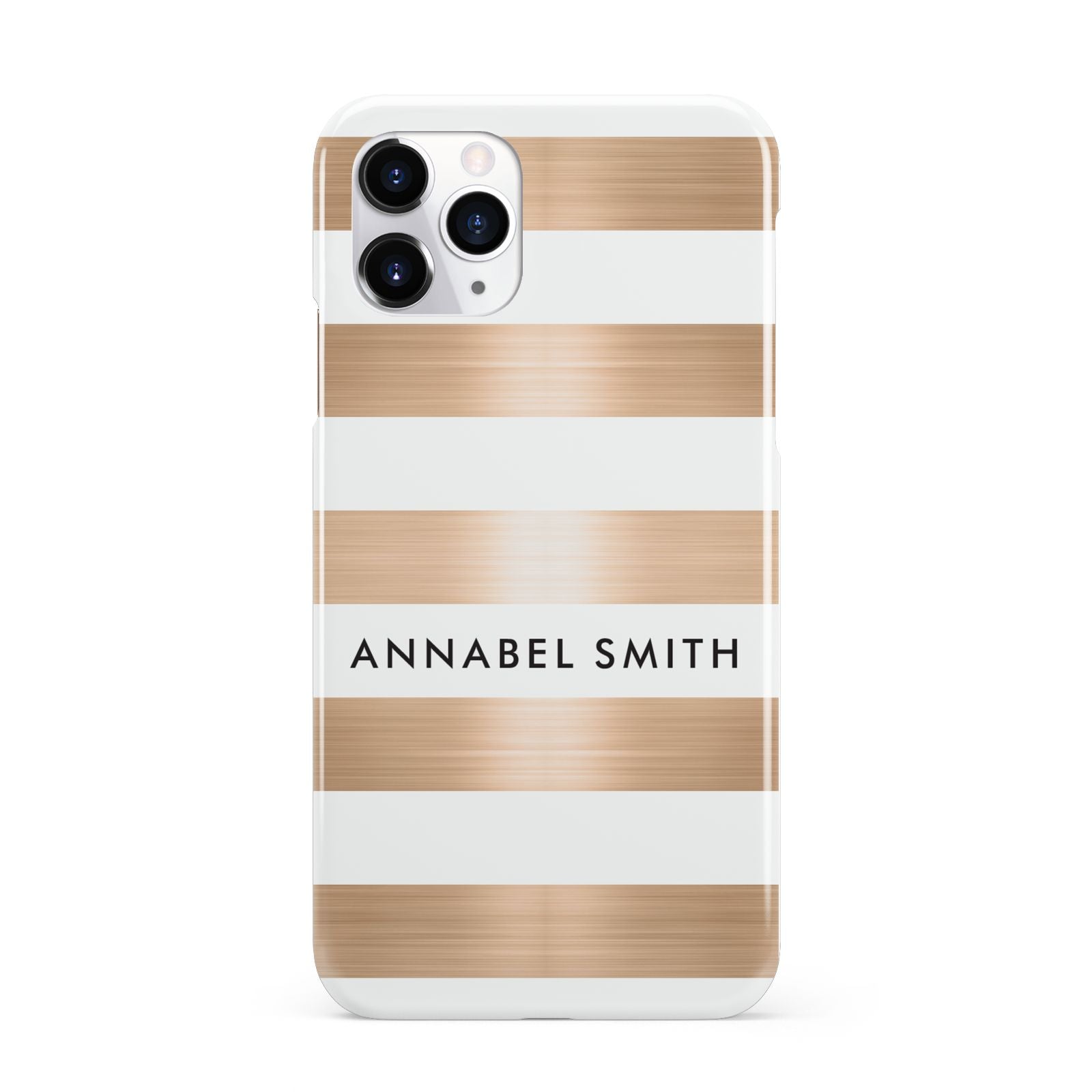 Personalised Gold Striped Name Initials iPhone 11 Pro 3D Snap Case