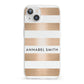 Personalised Gold Striped Name Initials iPhone 13 Clear Bumper Case