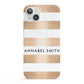 Personalised Gold Striped Name Initials iPhone 13 Full Wrap 3D Snap Case