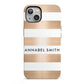 Personalised Gold Striped Name Initials iPhone 13 Full Wrap 3D Tough Case