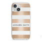 Personalised Gold Striped Name Initials iPhone 13 Mini TPU Impact Case with White Edges