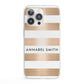 Personalised Gold Striped Name Initials iPhone 13 Pro Clear Bumper Case