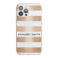 Personalised Gold Striped Name Initials iPhone 13 Pro Max TPU Impact Case with Pink Edges