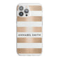 Personalised Gold Striped Name Initials iPhone 13 Pro Max TPU Impact Case with White Edges