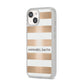 Personalised Gold Striped Name Initials iPhone 14 Clear Tough Case Starlight Angled Image