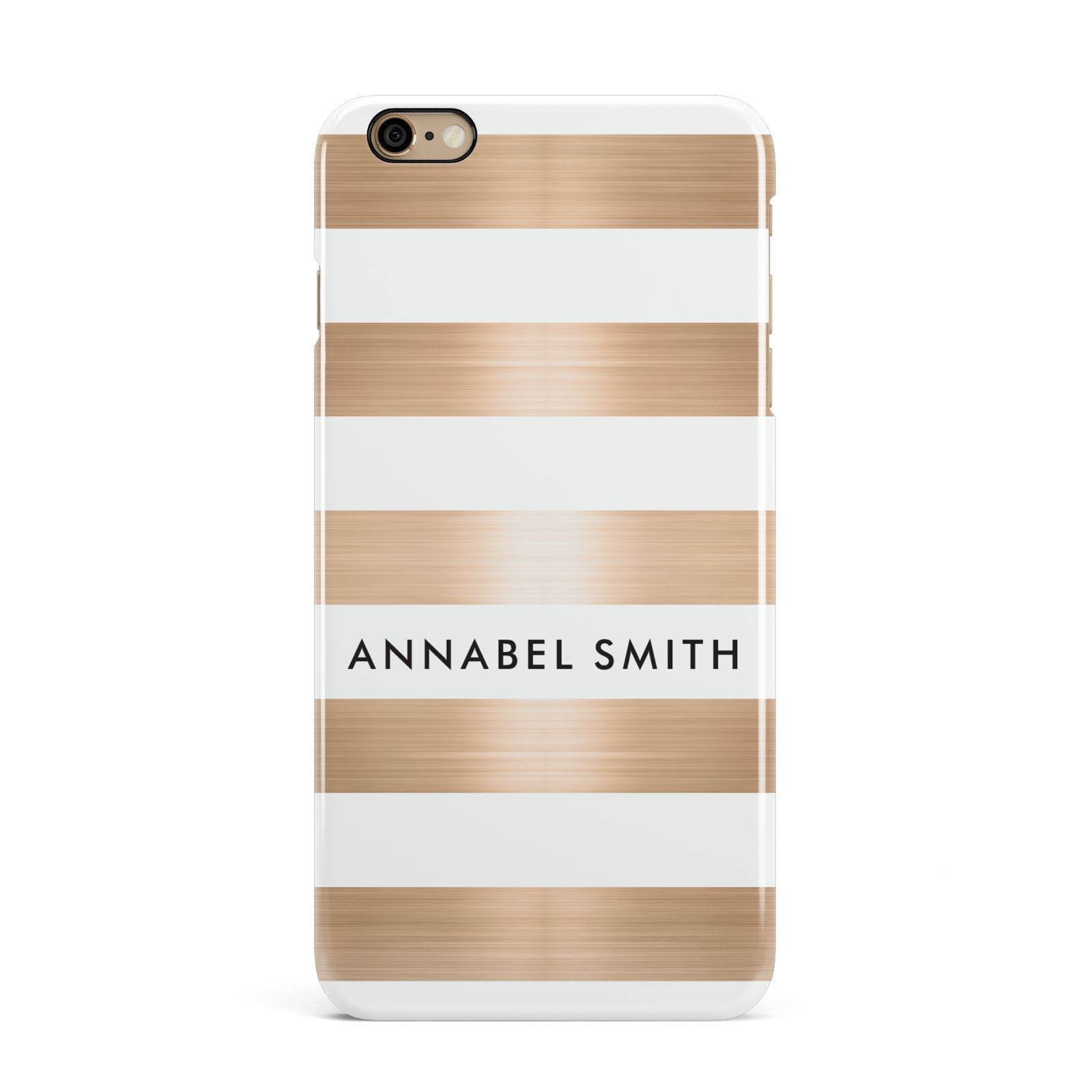 Personalised Gold Striped Name Initials iPhone 6 Plus 3D Snap Case on Gold Phone