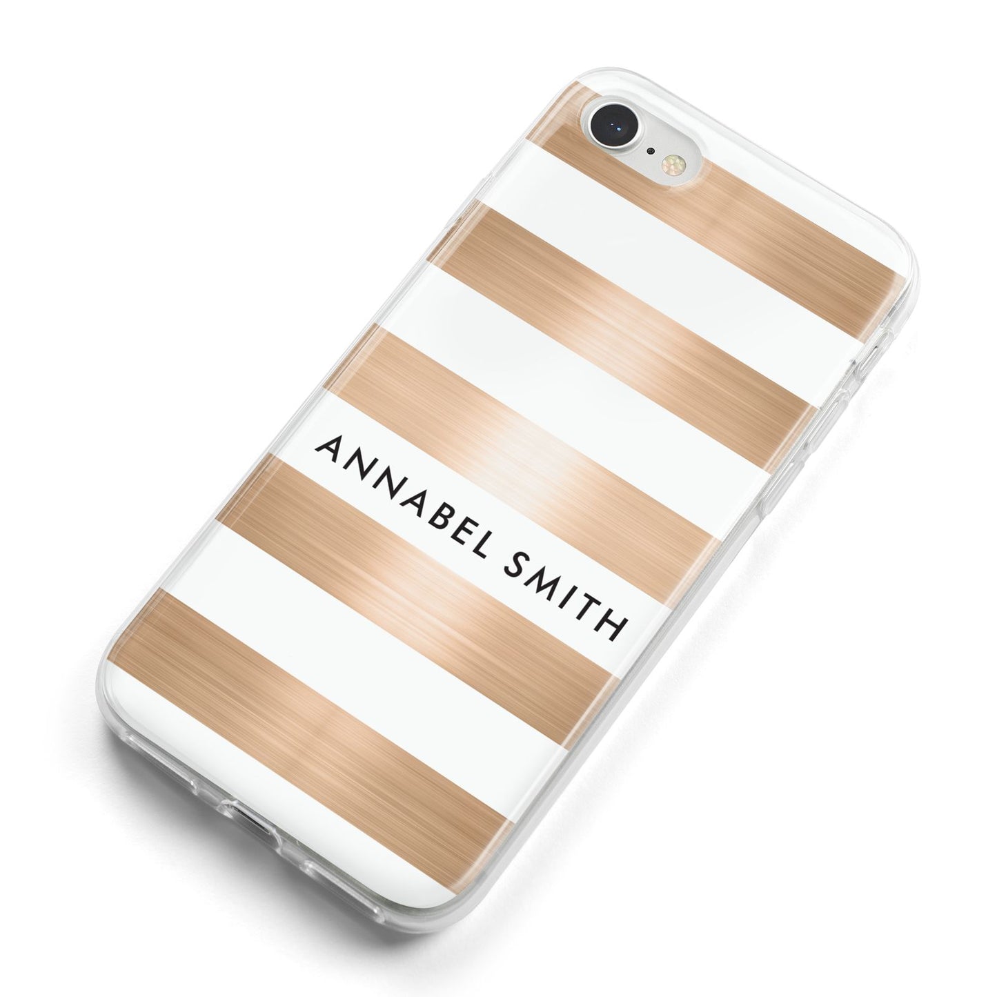 Personalised Gold Striped Name Initials iPhone 8 Bumper Case on Silver iPhone Alternative Image