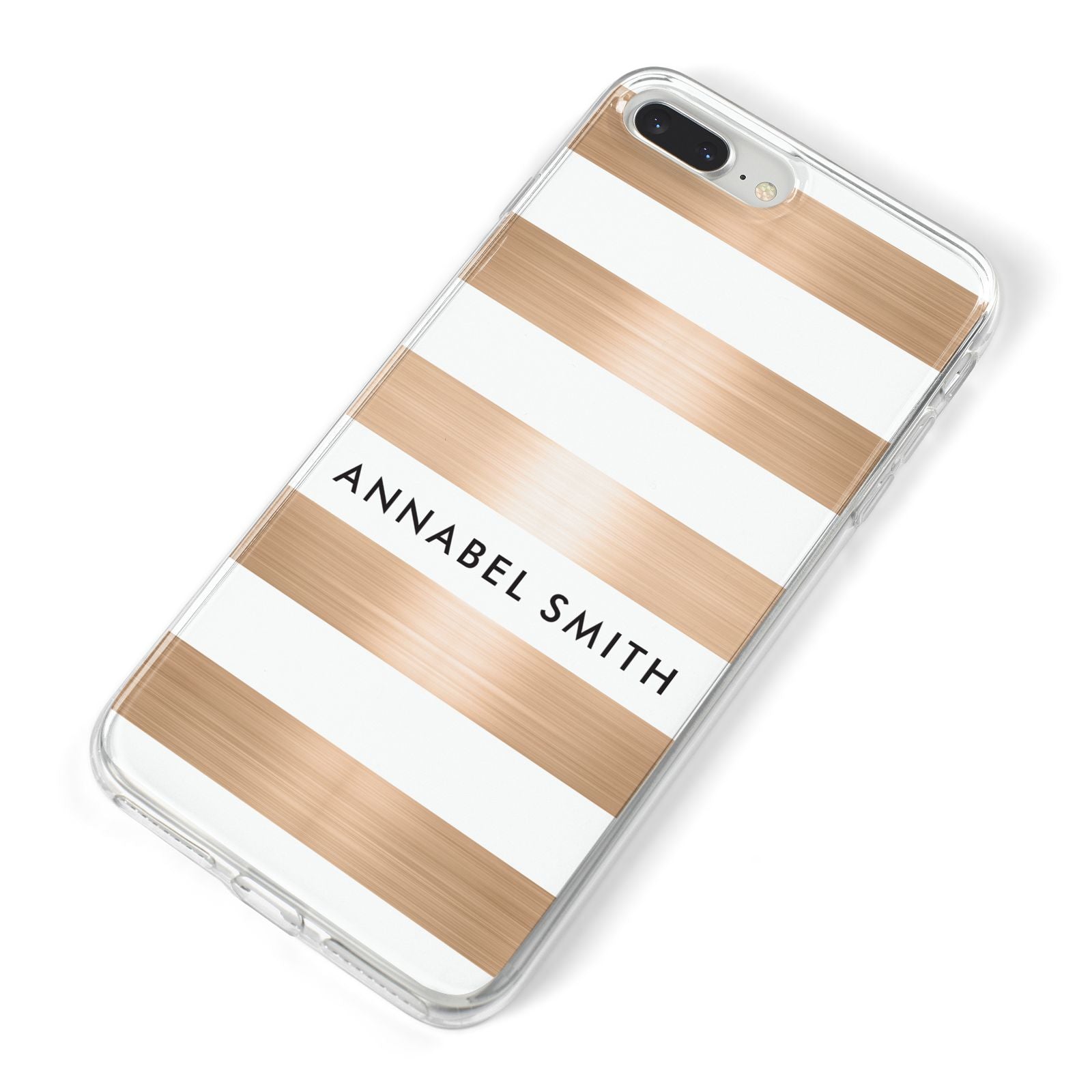 Personalised Gold Striped Name Initials iPhone 8 Plus Bumper Case on Silver iPhone Alternative Image