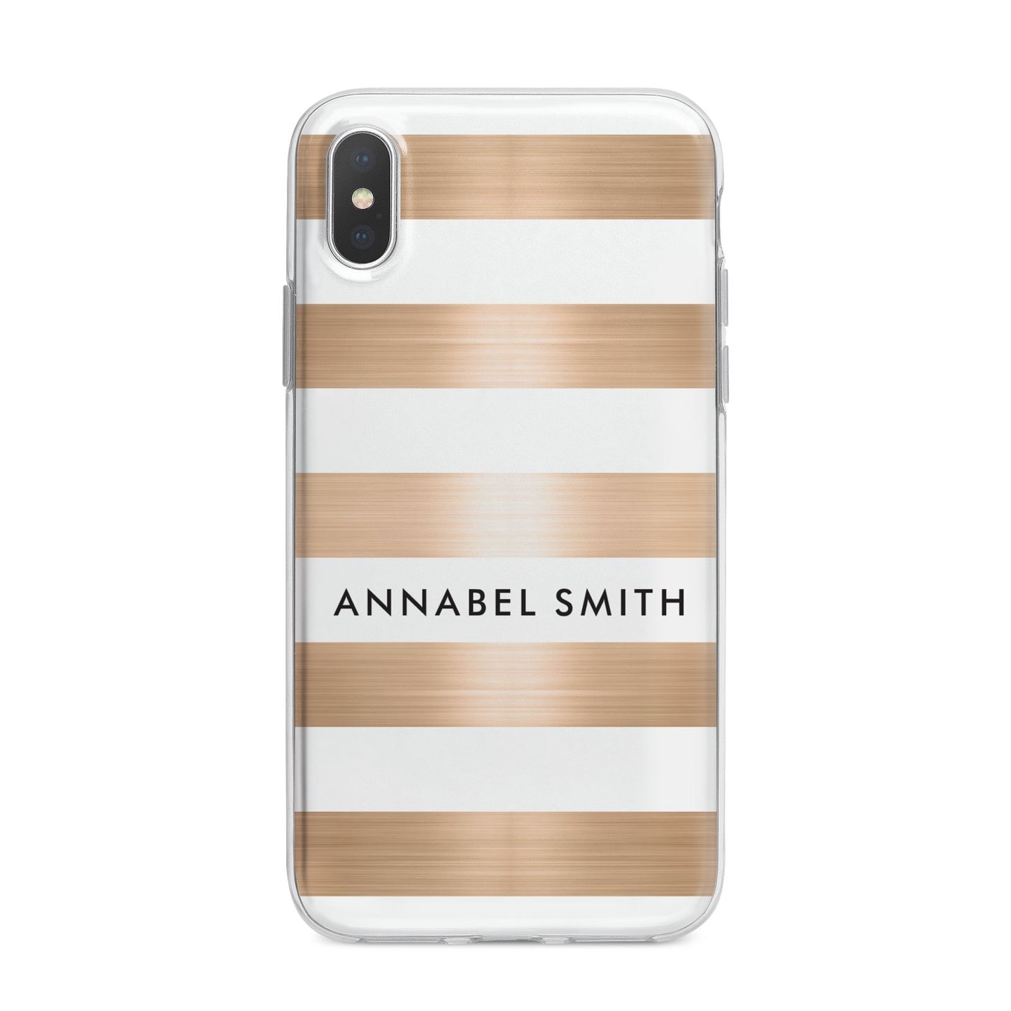 Personalised Gold Striped Name Initials iPhone X Bumper Case on Silver iPhone Alternative Image 1