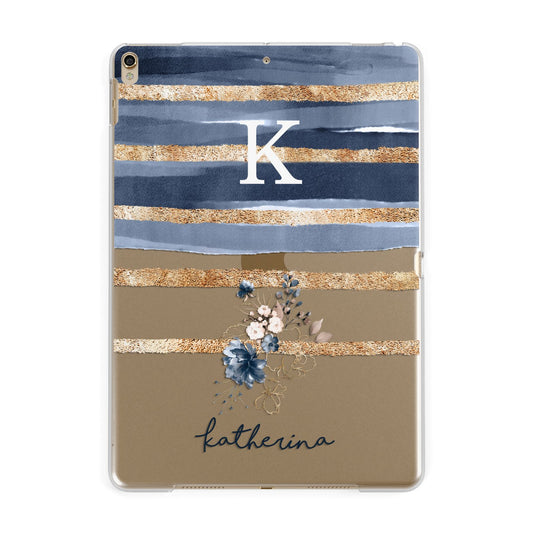 Personalised Gold Striped Watercolour Apple iPad Gold Case