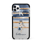 Personalised Gold Striped Watercolour Apple iPhone 11 Pro Max in Silver with Black Impact Case