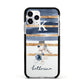 Personalised Gold Striped Watercolour Apple iPhone 11 Pro in Silver with Black Impact Case