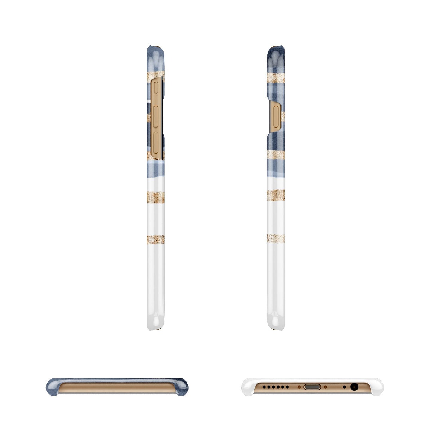 Personalised Gold Striped Watercolour Apple iPhone 6 3D Wrap Snap Case Angled Images