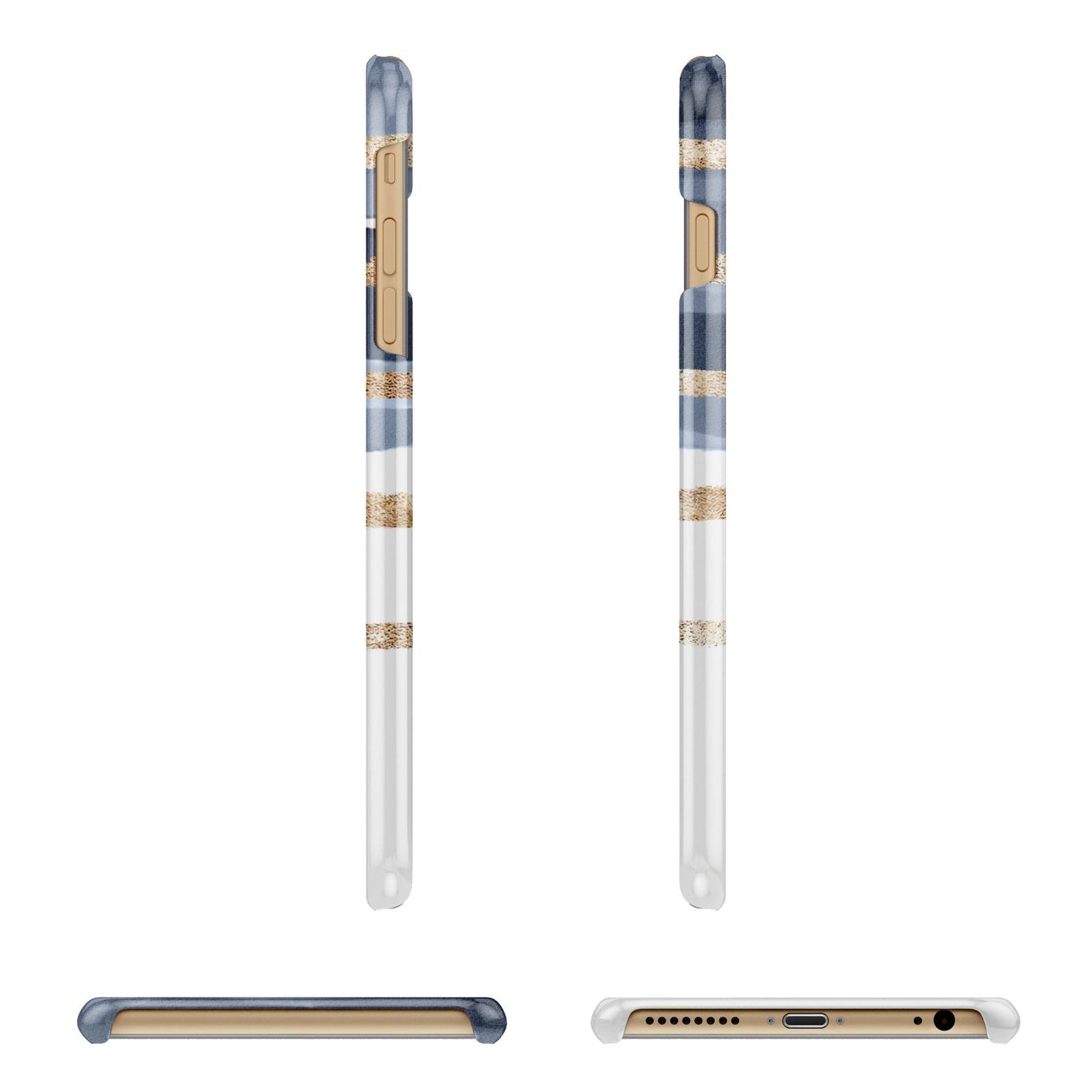 Personalised Gold Striped Watercolour Apple iPhone 6 Plus 3D Wrap Snap Case Angled Images