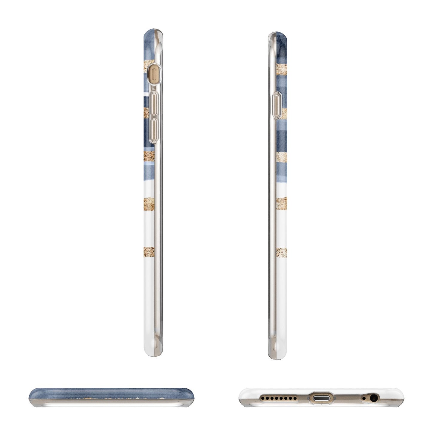 Personalised Gold Striped Watercolour Apple iPhone 6 Plus 3D Wrap Tough Case Alternative Image Angles