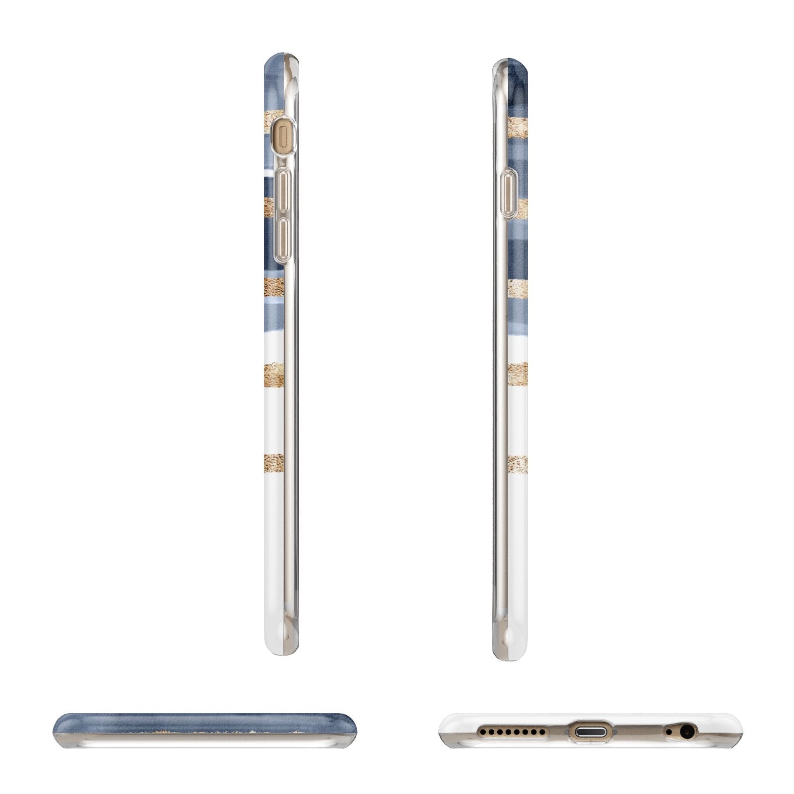 Personalised Gold Striped Watercolour Apple iPhone 6 Plus 3D Wrap Tough Case Alternative Image Angles