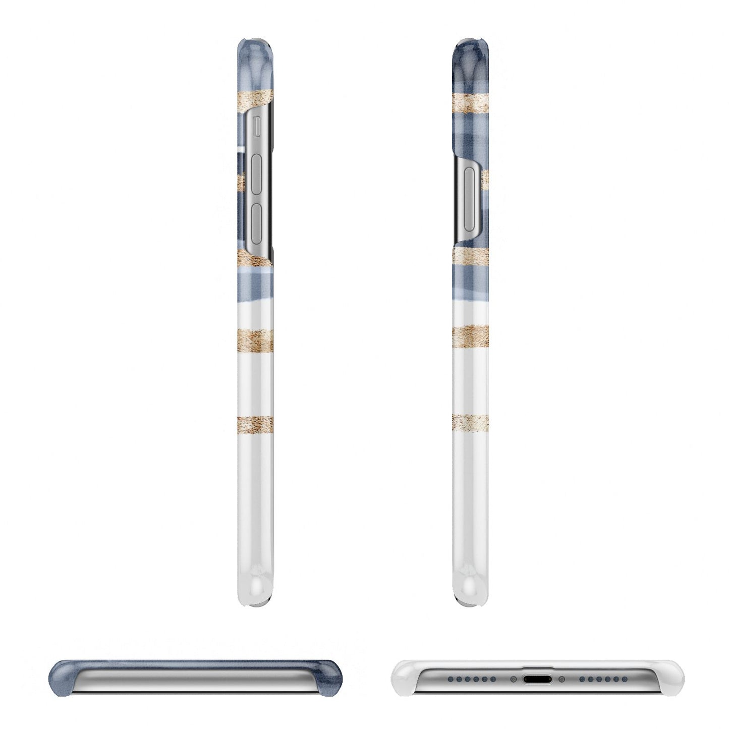 Personalised Gold Striped Watercolour Apple iPhone XR 3D Wrap Snap Case Angled Images on White Phone