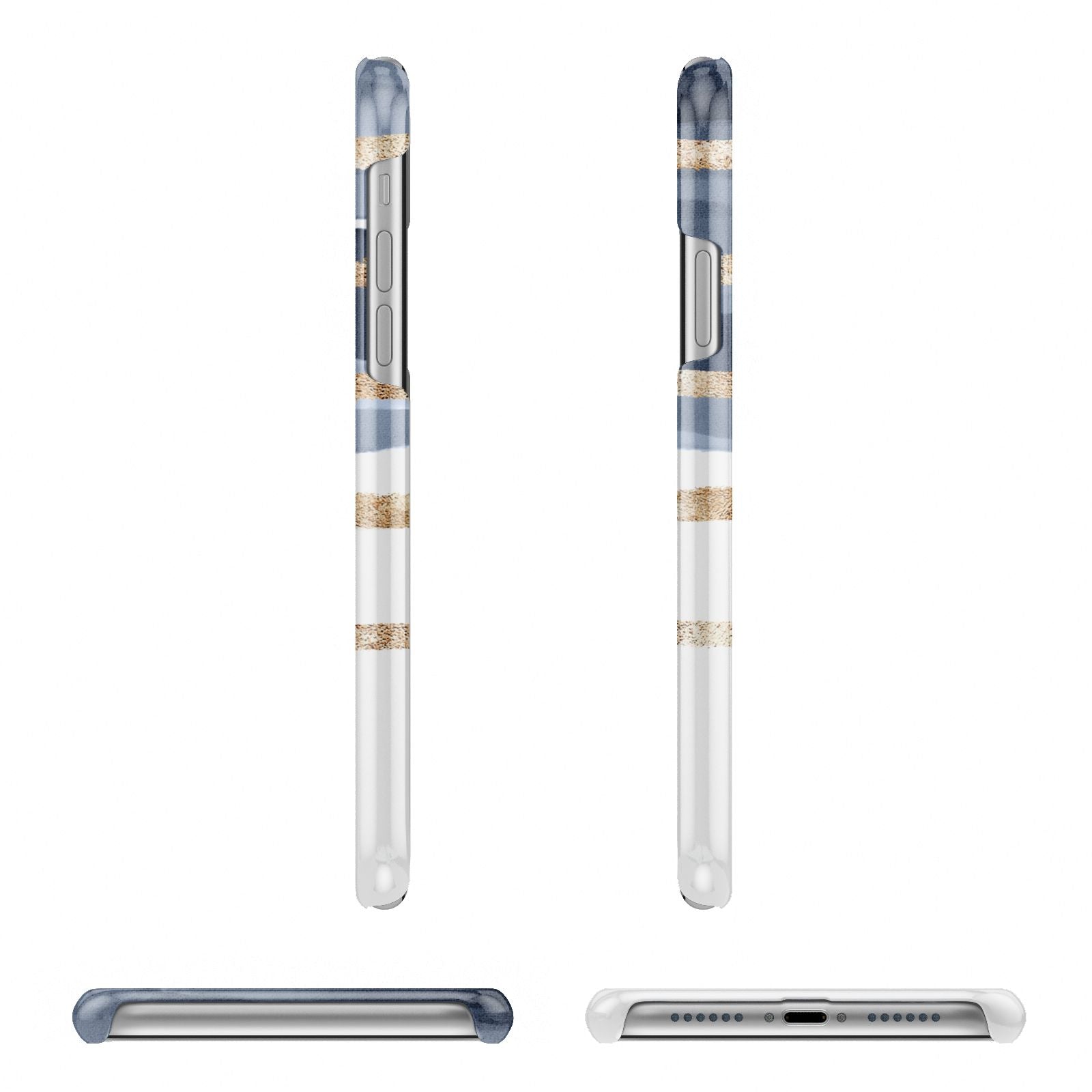 Personalised Gold Striped Watercolour Apple iPhone XR 3D Wrap Snap Case Angled Images on White Phone