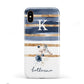 Personalised Gold Striped Watercolour Apple iPhone XS 3D Tough