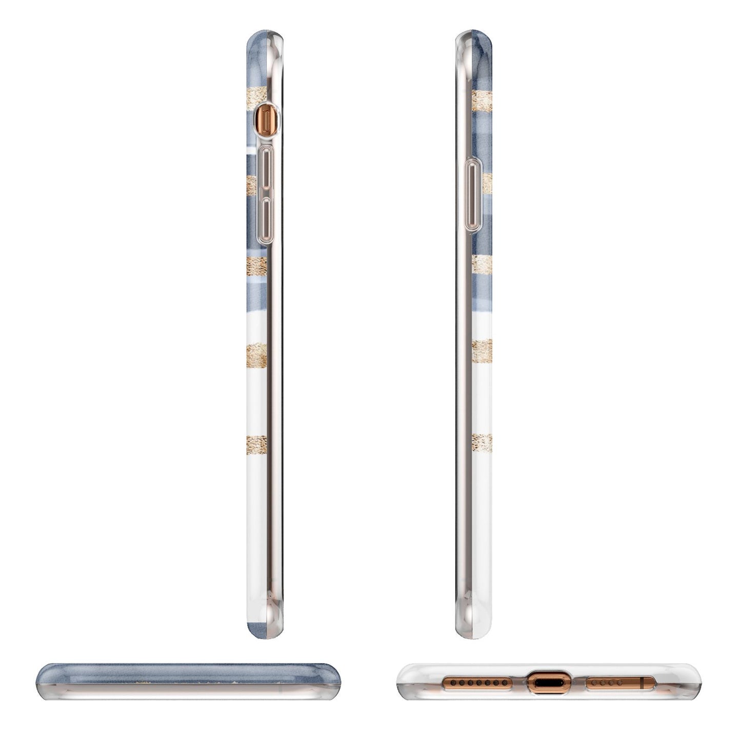 Personalised Gold Striped Watercolour Apple iPhone XS Max 3D Wrap Tough Case Alternative Image Angles