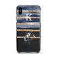 Personalised Gold Striped Watercolour Apple iPhone Xs Max Impact Case Black Edge on Black Phone