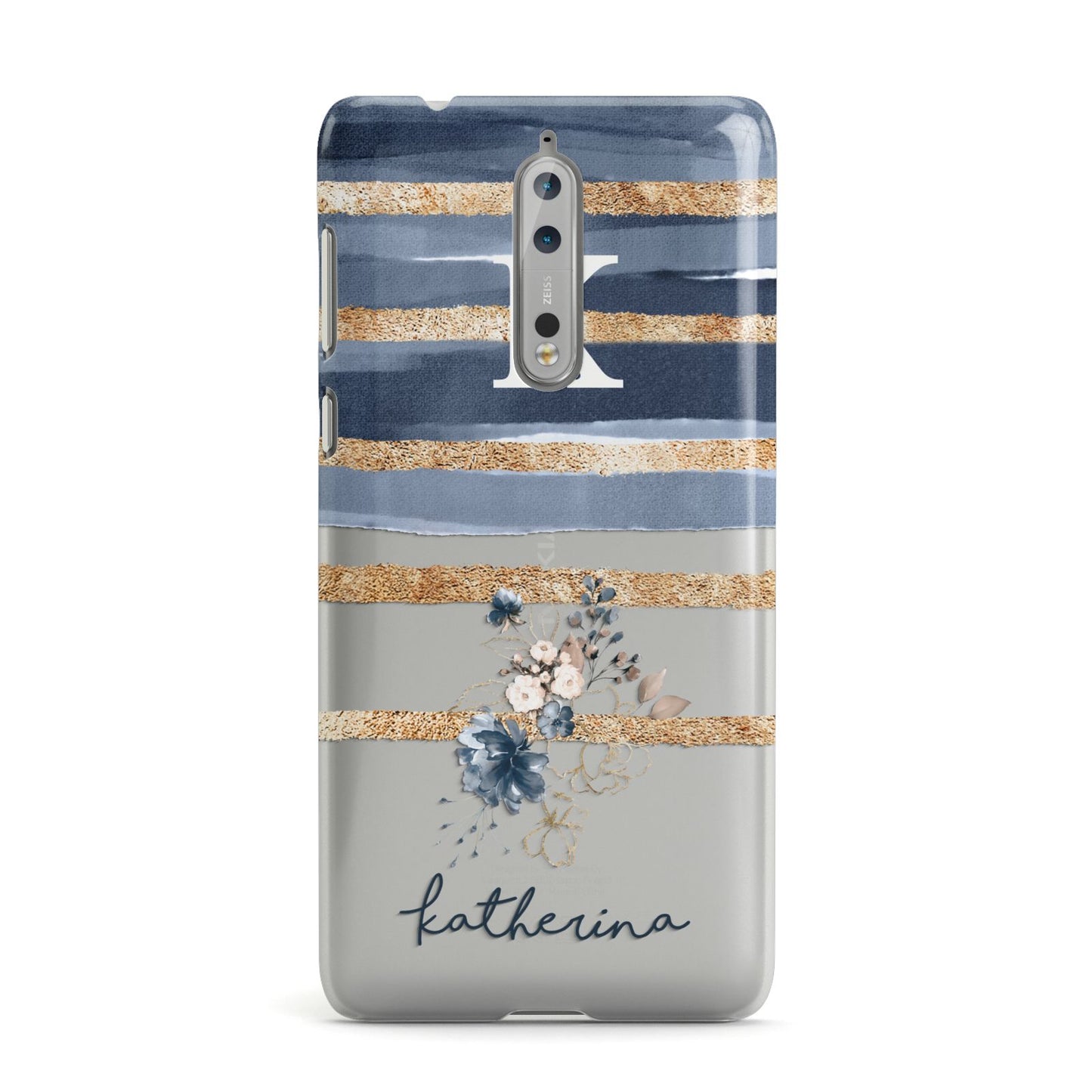 Personalised Gold Striped Watercolour Nokia Case