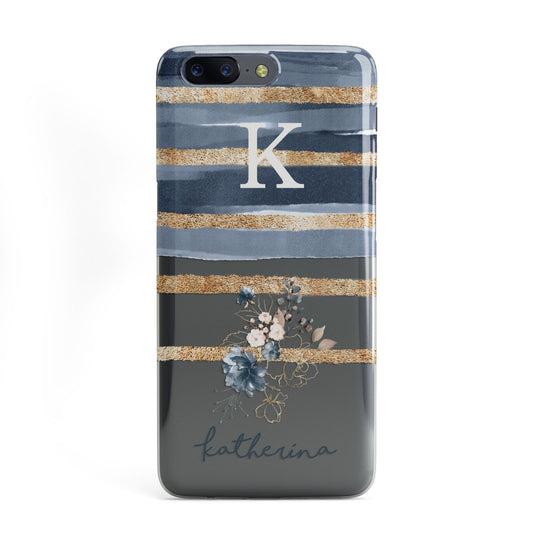 Personalised Gold Striped Watercolour OnePlus Case